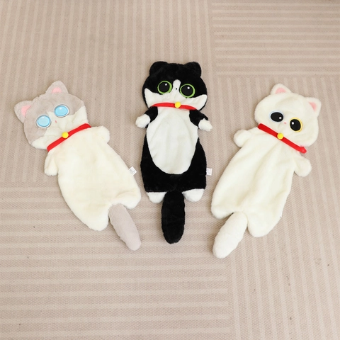 Long Cat Plush Pillow Case Soft Cartoon Animal Toy Shell Unfilled Doll Skin With Collar Bell Home Decor
