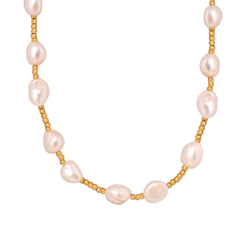 Barokke Zoetwaterparelketting Titaniumstaal Vervaagt Niet Elegante Franse Romantische Sieraden Voor Dames