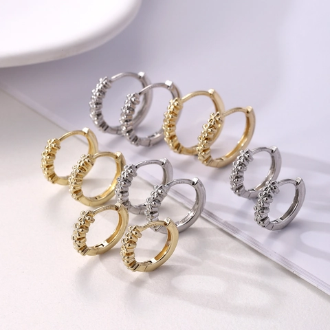 Plum Blossom Flower Hoop Earrings With 925 Sterling Silver Earring Post Copper Electroplated Floral Earrings Jewelry Gift