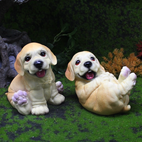 Figura De Perro Cachorro Realista Resina Simulación Labrador Golden Retriever Estatua Para Decoración Hogar Jardín Ornamento