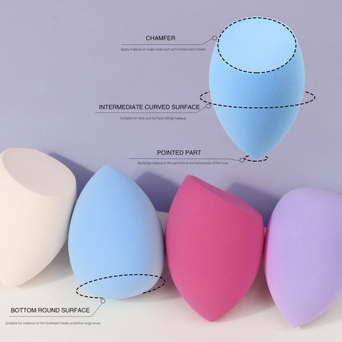 Esponja De Maquillaje Beauty Egg Sin Látex Poliuretano Suave Para Base Polvo Seco Húmedo Gota De Agua Calabaza Corte Inclinado
