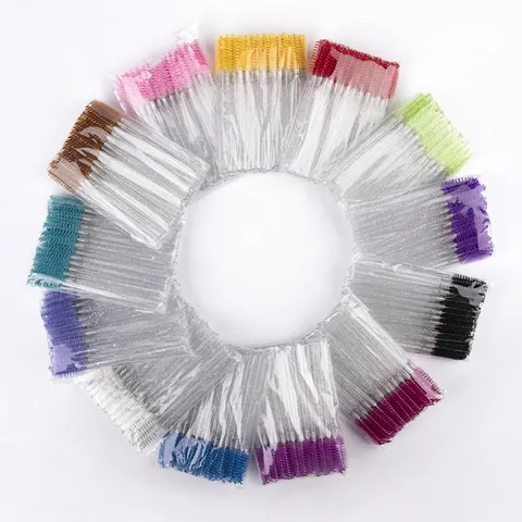 Disposable Eyelash Brushes Crystal Handle With Glitter Nylon Spiral Spoolies Mascara Wands Brow Grooming Makeup Tool