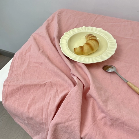 Set De Table Serviette Nappe Minimaliste Coton Lin Texture Anti-Brûlure Couleur Unie Décoratif Tapis De Table À Manger