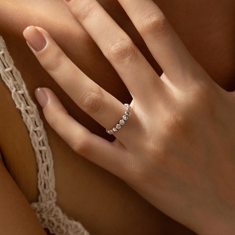Perlenring 925 Sterling Silber Minimalistische Kugelkette Geometrischer Modeschmuck Für Frauen Elegantes Stapelbares Design