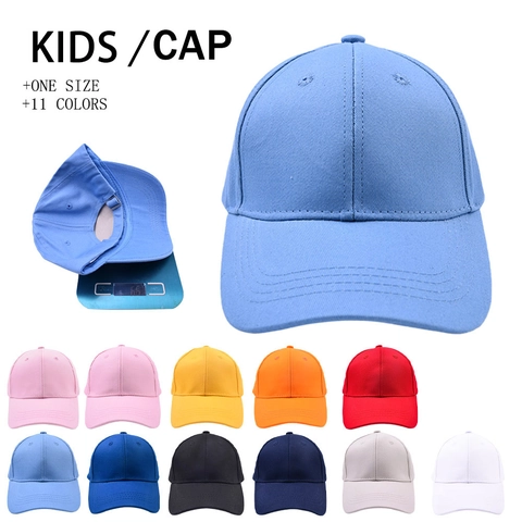 Gorra De Béisbol De Algodón Para Niños Color Sólido Protección Solar Deportes Al Aire Libre Sombrero Ajustable