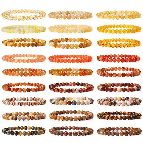 Bracelets En Perles De Pierre Naturelle Fait Main Élastique Petites Perles Rondes Bijoux De Yoga Pour Femmes Hommes