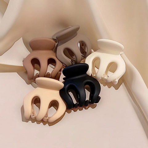 Matte Plastic Hair Claw Clip Mini Pumpkin Ball Shape High Ponytail Holder For Women Girls Elegant