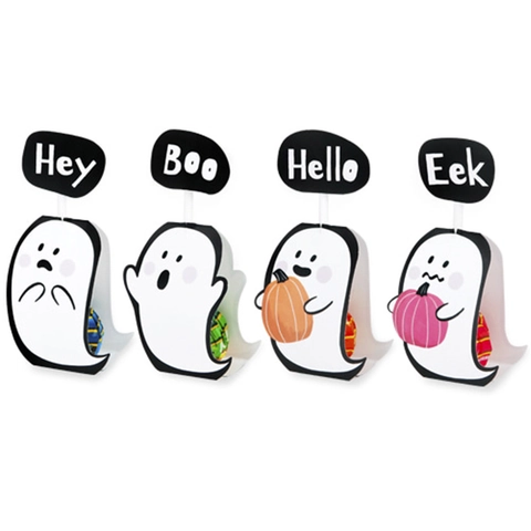 Biglietti Decorativi Lecca Lecca Fantasma Halloween Porta Caramelle Carta Patinata Per Regali Festa Stile Cartone Animato