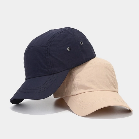 Casquette Camp 5 Panneaux Séchage Rapide Respirant Polyester Réglable Randonnée Extérieure Protection Solaire Bord Plat Oeillets Métal