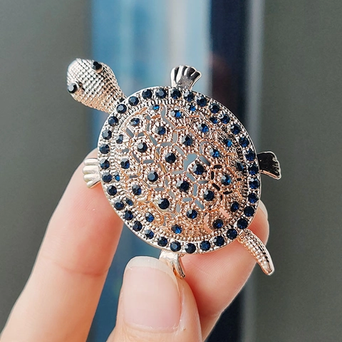 Broche De Tortuga Marina Alfiler Aleación Strass Cristal Colorido Joyería Animal Vintage Para Mujeres Hombres