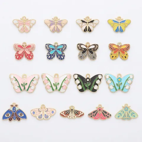 Schmetterling Motte Emaille Anhänger Legierung Tropföl Pendants Für DIY Schmuckherstellung Ohrringe Halskette Bastelbedarf