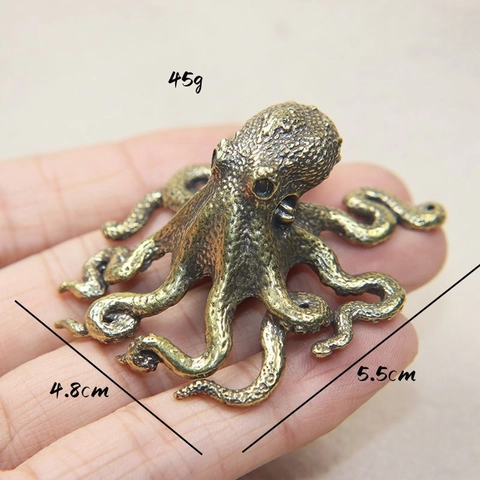 Vintage Brass Octopus Snake Figurines Metal Miniature Animal Statues Retro Desktop Decor Tea Pet Ornament Pendant