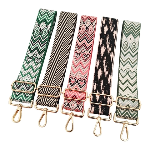 Verstellbarer Jacquard Taschengurt Breiter Ersatz Schultergurt Mit Metallschnalle Herzmuster Geometrisches Design Gurt Für Umhängetasche Handtasche