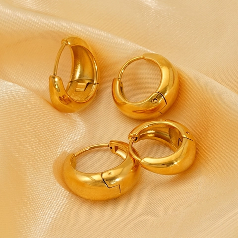 Französische Vintage Chunky Hoop Ohrringe 18 Karat Vergoldet Edelstahl U-Förmig Minimalistisch Geometrisch Für Damen