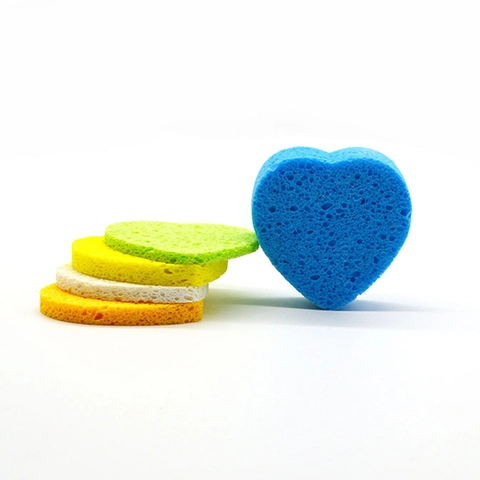 Hartvormige Gezichtsreinigingsspons Houtpulp Cellulose Gezichtswaspad Zachte Exfoliërende Make-up Verwijderaar Gekleurde Tools