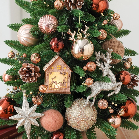 Künstlicher Mini Weihnachtsbaum Mit LED-Lichtern Vorab Dekorierter Desktop Tannenzapfen Sackleinen Basis Ornamente Nordischer Stil