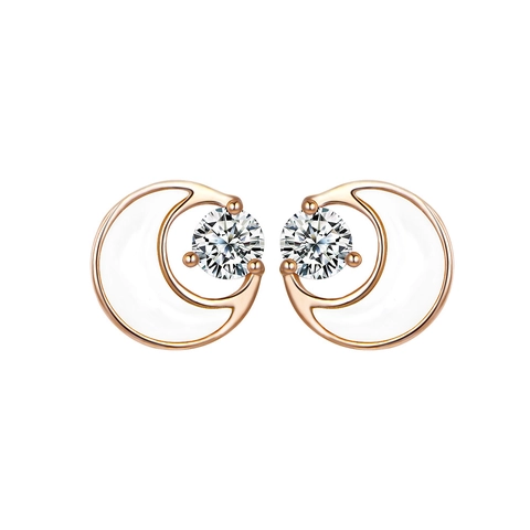 Mond Ohrstecker Mit 925 Sterling Silber Ohrstift Perlmutt Zirkon Roségold Vergoldet Eleganter Damenschmuck