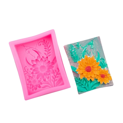 Sonnenblumen Gänseblümchen Blumen Relief Silikonform 3D Textur Für DIY Handgemachte Seife Kerze Fondant Schokolade Basteln