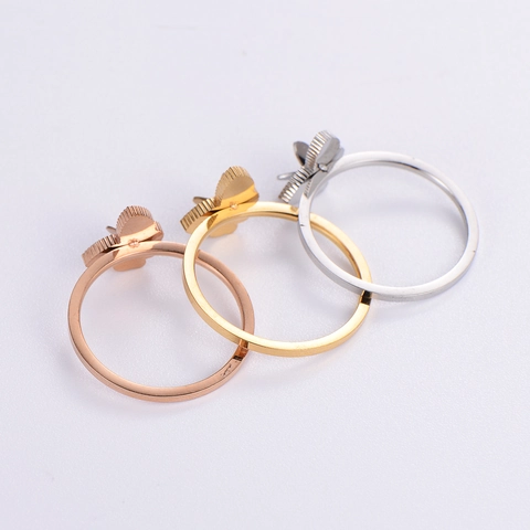 Anillo De Mariposa En Capas Acero Inoxidable 316L Esmalte Negro Esmerilado Joyería De Moda Para Mujeres Regalo Elegante