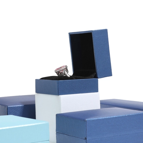 Caja de Joyería Cuadrada de Papel de Cuero Sintético con Interior de Terciopelo Estuche para Anillo Collar Colgante Pulsera Pendiente Caja Regalo