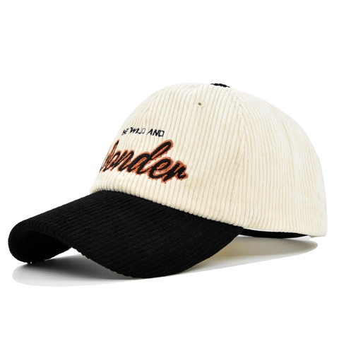 Cappellino Da Baseball In Velluto A Coste Retro Patchwork Ricamo Lettere Cappello Casual Regolabile