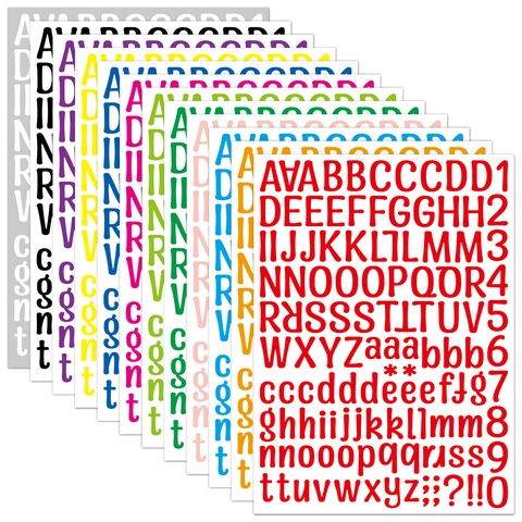 Bunte Vinyl Alphabet Nummer Aufkleber Wasserdicht Selbstklebende Buchstaben Aufkleber Für DIY Scrapbooking Briefkasten Geschenkdeko