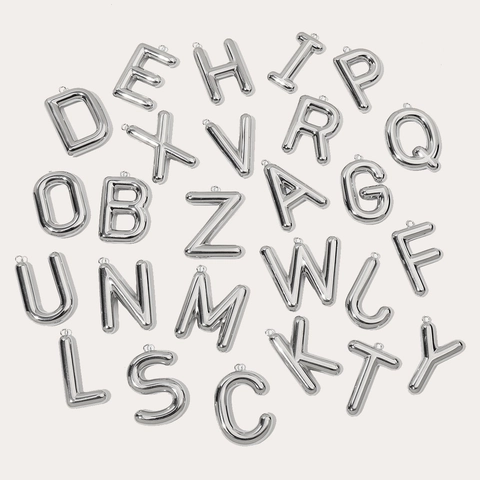 Stainless Steel 3D Balloon Letter Pendant Mirror Polished A-Z Alphabet Charms For DIY Jewelry Making Necklaces