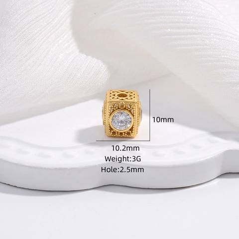 925 Sterling Silver Square Spacer Bead Hollow Cube Zirconia Charm For DIY Bracelet Necklace Jewelry Making Women Gold Silver Findings