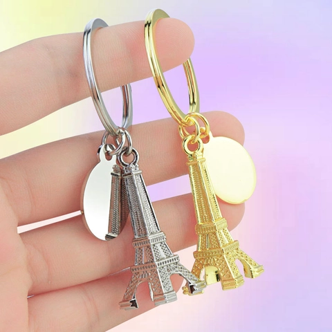3D Eiffel Tower And Sports Theme Keychain Zinc Alloy Metal Souvenir Gift For Backpack Decoration