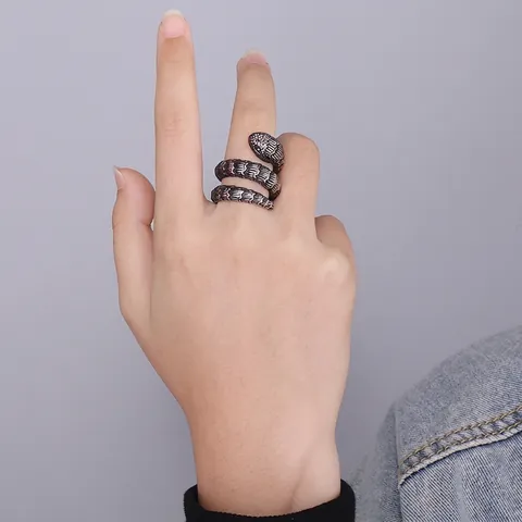 Vintage Snake Ring Stainless Steel Wrap Around Realistic Scale Texture Gothic Punk Jewelry For Women Men