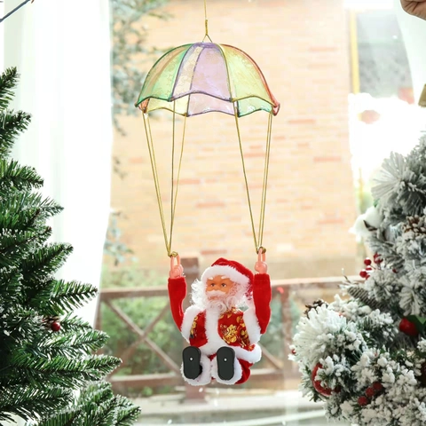 Babbo Natale Elettrico Giocattolo Arrampicante Figura Animata Musicale Decorazione Appesa Natale Peluche Plastica Regalo
