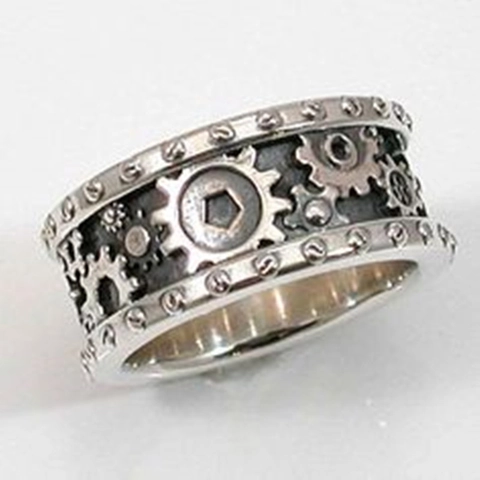 Steampunk Zahnrad Ring Antik Silber Farbe Kupfer Mechanischer Industrieller Stil Vintage Punk Schmuck Für Damen Herren