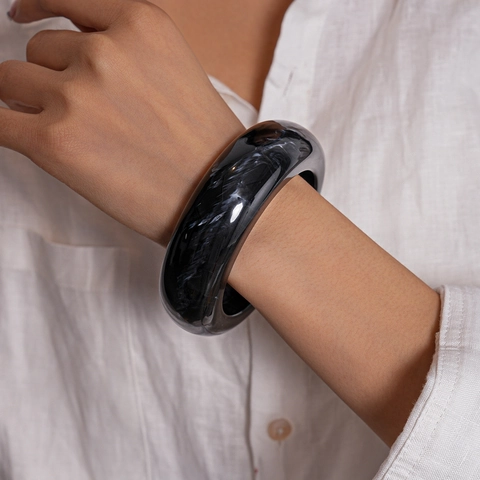 Harz Armreif Breit Geometrisch Rund Acryl Marmormuster Minimalistischer Modeschmuck Für Damen