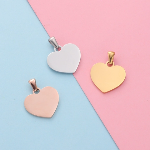Heart Shape Pendant Stainless Steel Mirror Polished DIY Jewelry Findings For Necklaces Bracelets High Shine