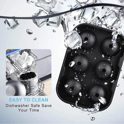 Silicone Ice Cube Trays Set 6 Ball Spheres And 6 Square Molds With Lid And Funnel For Whiskey Cocktails Kitchen Bar