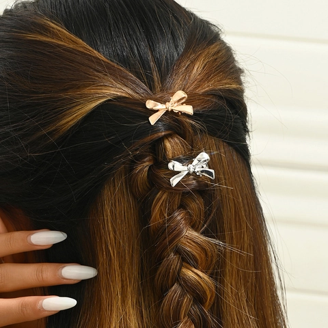 Fermaglio Per Capelli Fiocco Metallo Lucidato Minimalista Spilla Duckbill Elegante Per Donne E Ragazze Accessorio