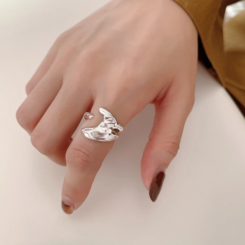 Anello In Argento Sterling 925 Design Liquido Irregolare Aperto Regolabile Gioielli Minimalisti Donna