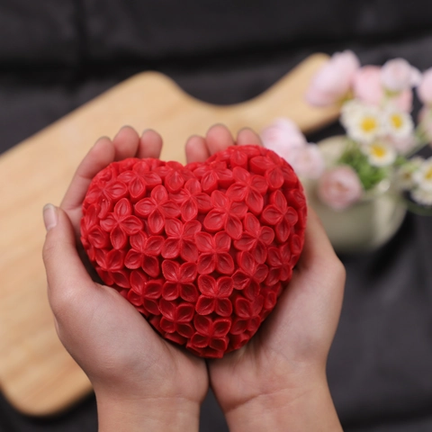 Herzförmige Blumen Silikonform 3D Geprägte Florale Für Kerzenherstellung Handgemachte Seife Schokolade Mousse Kuchen DIY Backhandwerk