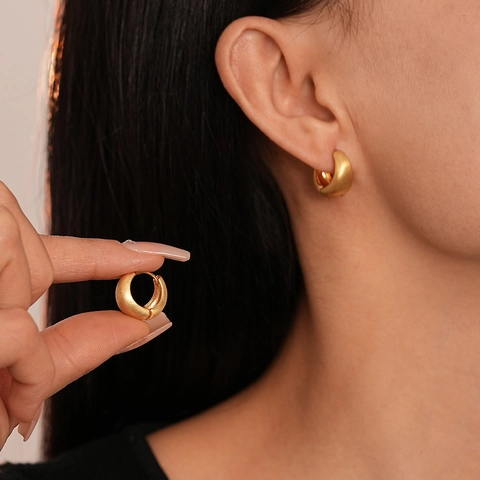 Orecchini A Cerchio Geometrici Rame Spazzolato Metallo Minimalista Gioielli Vintage Con Perno In Acciaio Per Donne