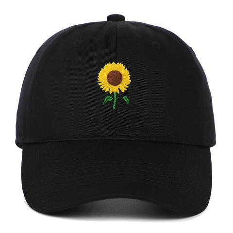 Cappello Da Baseball In Cotone Ricamo Girasole Regolabile Dad Hat Protezione Solare Visiera Curva Casual Per Unisex