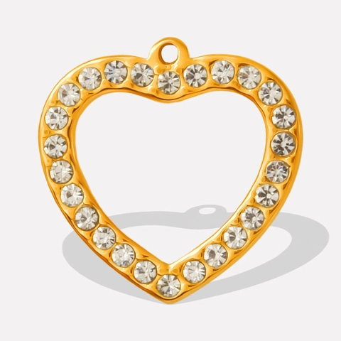 Herzanhänger 304 Edelstahl Strass Hohl Charm Für DIY Schmuckherstellung Western Style Mode Accessoire