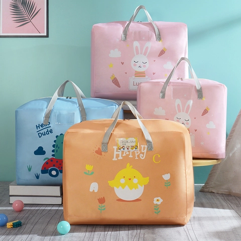 Kinder Cartoon Bettdecken Aufbewahrungstasche Wasserdicht Oxford Tuch Reißverschluss Handtasche Mit Namensschildschlitz