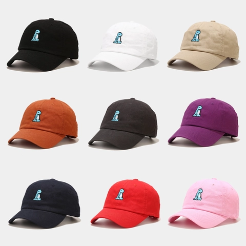 Baseball Cap Cotton Twill Cartoon Dinosaur Embroidery Adjustable Sun Hat Casual Sport Style For Men Women