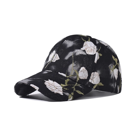 Cappellino Da Baseball In Cotone Con Stampa Floreale Rosa Vintage Cappello Outdoor Protezione Solare