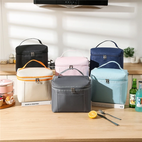 Isolierte Lunchtasche Oxford Stoff Alufolie Futter Große Kapazität Tragbare Kühltasche Für Picknick Büro Schule