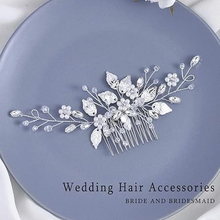 Pettine Per Capelli Sposa Fatto A Mano Lega Foglia Fiore Strass Perla Artificial Cristallo Accessorio Capelli Matrimonio Sposa