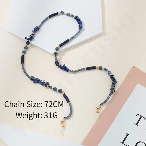 Crystal Crushed Stone Glasses Chain Polymer Clay Beaded Mask Lanyard Colorful Anti-Lost Strap For Women Boho Eyewear Accessory