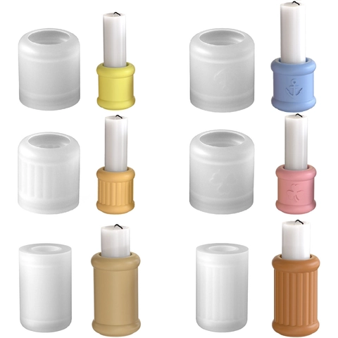 Silicone Mold For Candle Holder DIY Resin Craft Cylinder Anchor Stripe Clover Floral Heart Pattern Gypsum Base Decorative