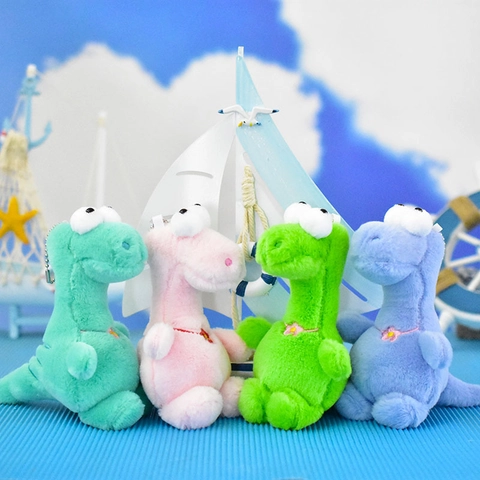 Cute Head-Tilting Dinosaur Plush Toy Pendant Soft Stuffed Animal Keychain For Backpack Bag Charms Keyring Gift
