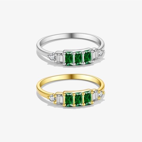 925 Sterling Silber Ring Grüner Smaragdschliff Zirkon Geometrisch Mode Klassischer Luxusschmuck Für Damen